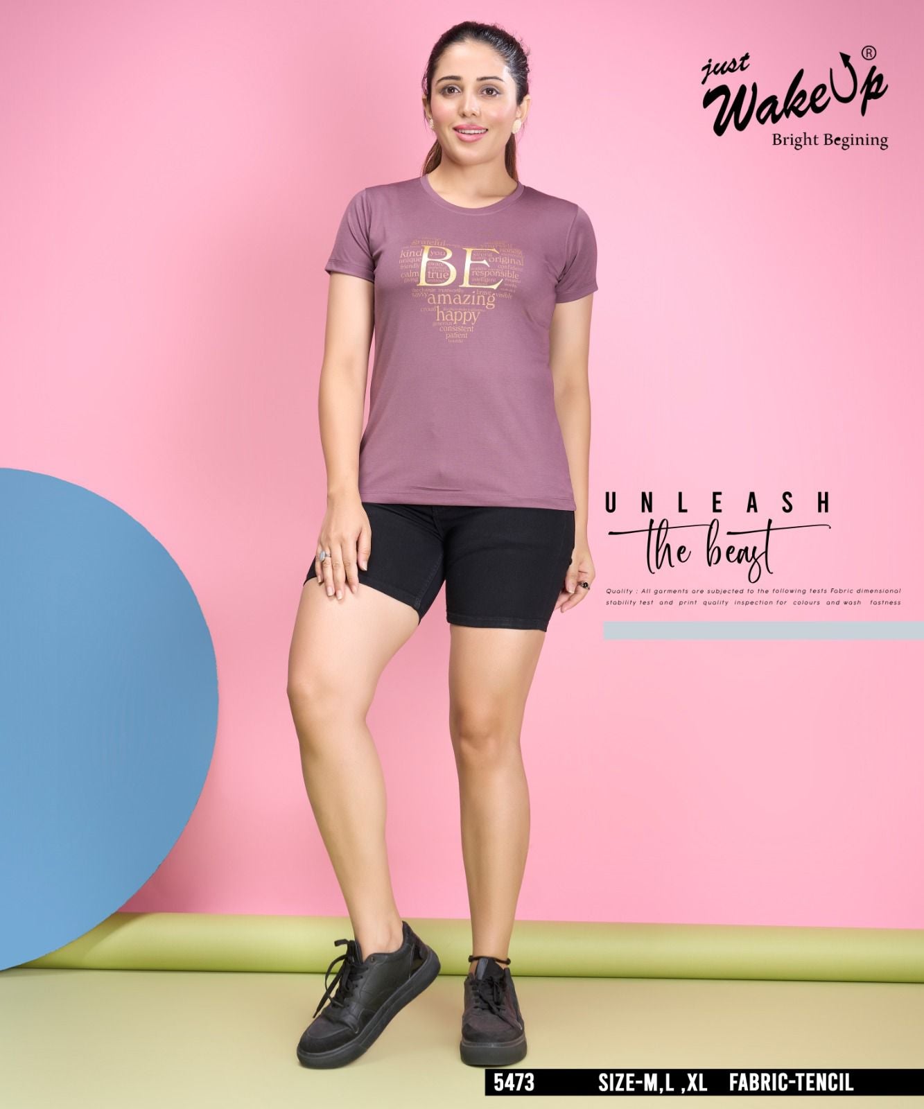 5473 Wakeup Lycra Tencil Women Tshirt Exporter