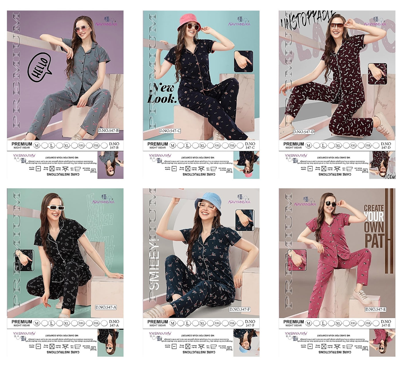 547 Kavyansika Hosiery Cotton Collar Night Suits Exporter Gujarat