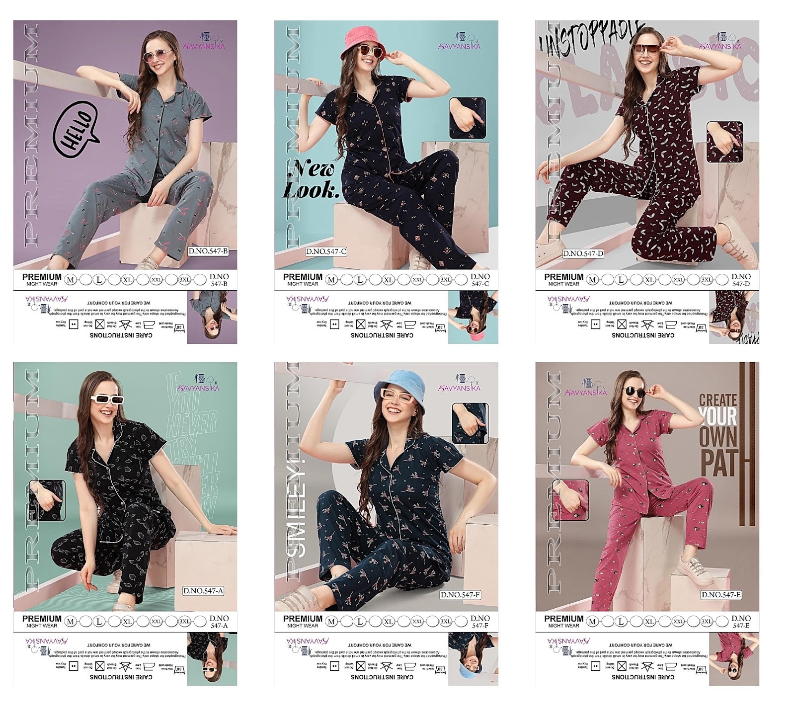 547 Kavyansika Hosiery Cotton Collar Night Suits Exporter Gujarat