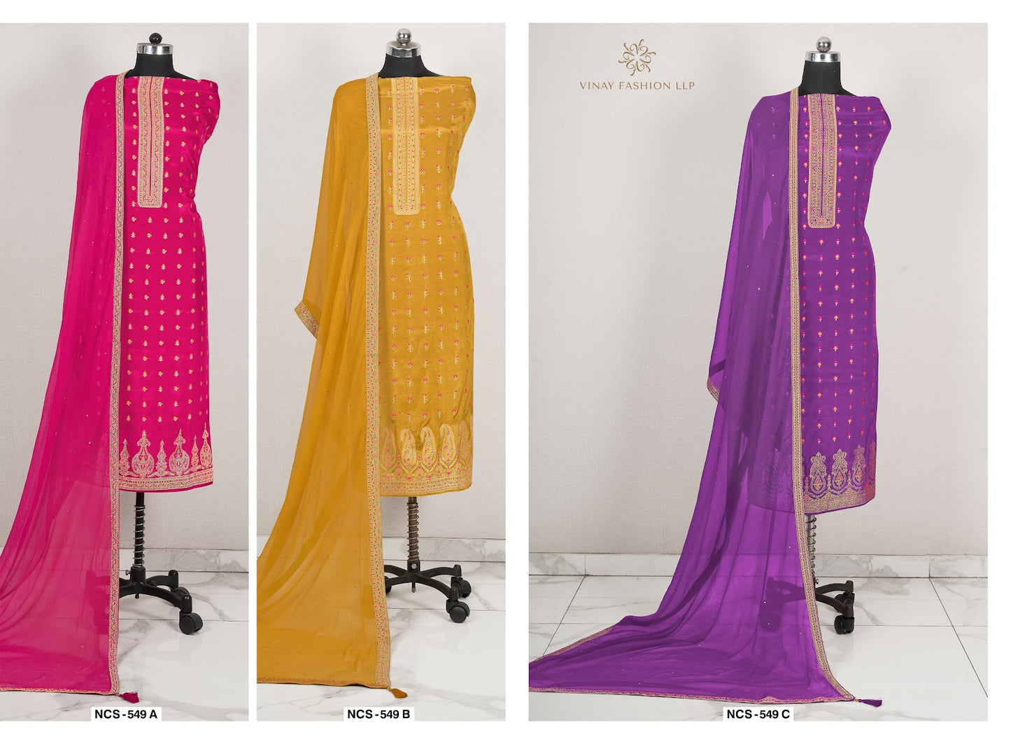 549 Vinay Fashion Llp Muslin Jacquard Salwar Suits Wholesale