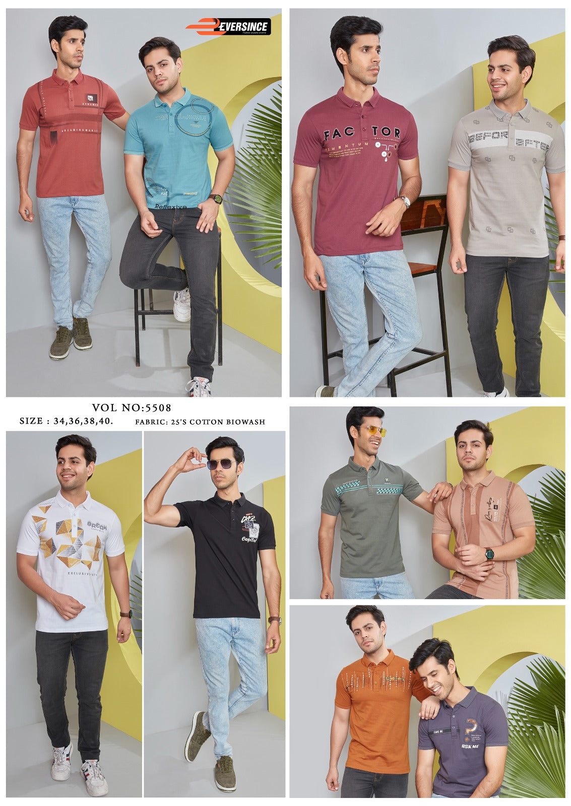 5508 Eversince Cotton Biowashed Mens Tshirts Exporter India