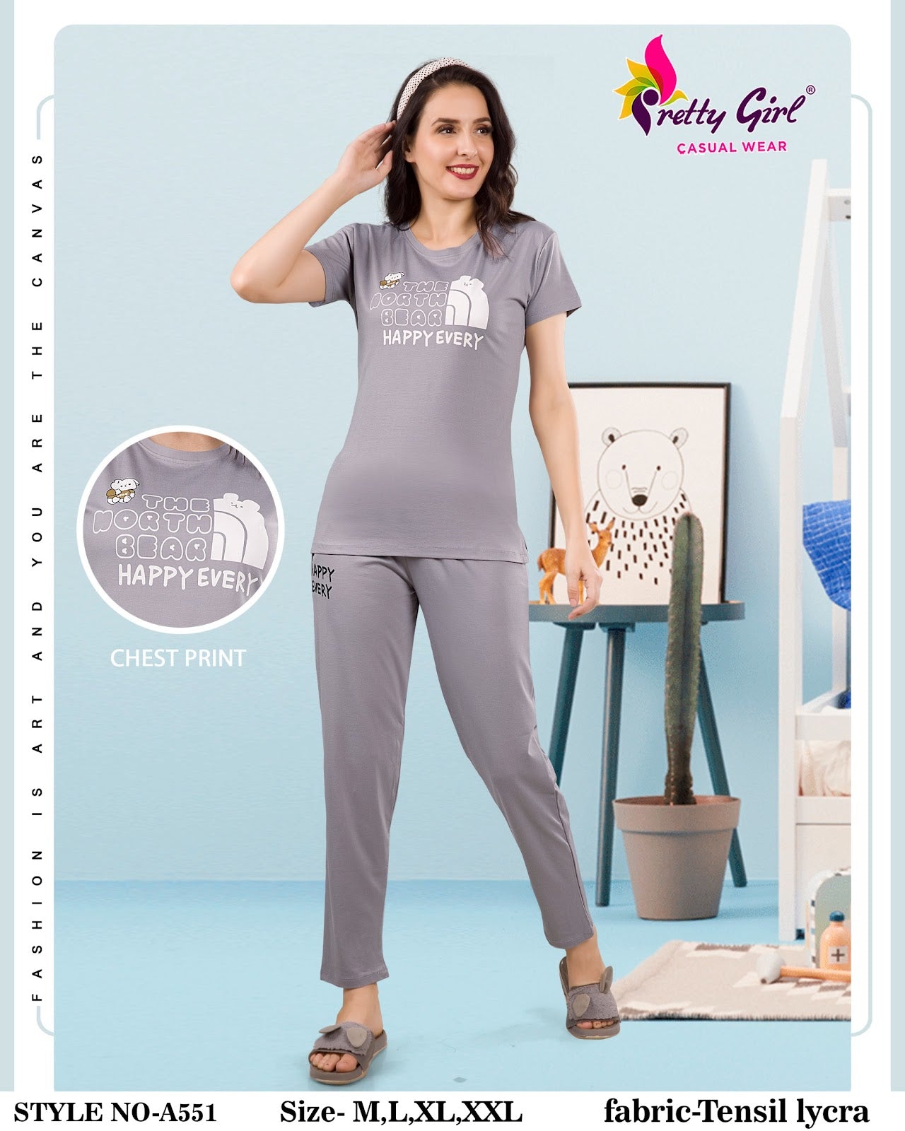 551 Pretty Tencil Lycra Pyjama Night Suits Manufacturer Ahmedabad