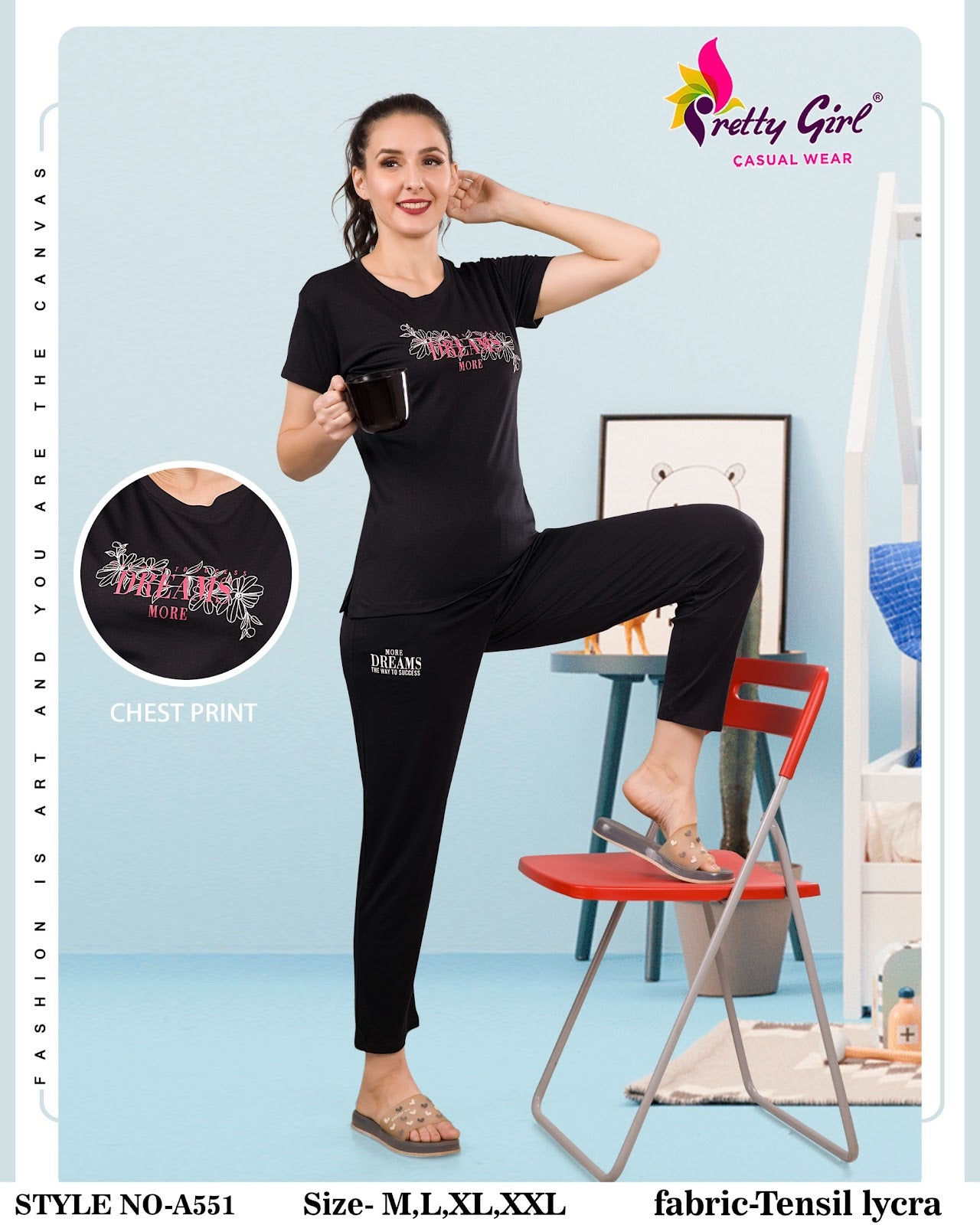 551 Pretty Tencil Lycra Pyjama Night Suits Manufacturer Ahmedabad