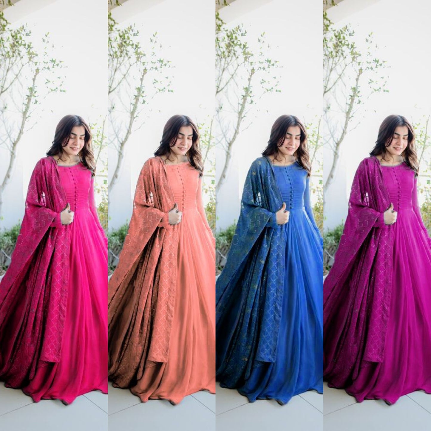 5521 Aarohi Georgette Gown Dupatta Set