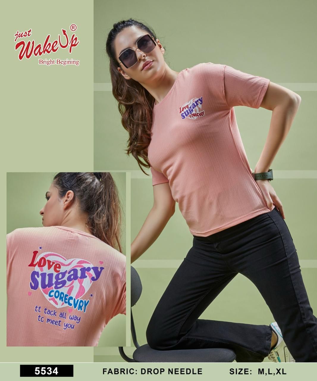 5534 Wakeup Needle Women Tshirt Wholesale Rate