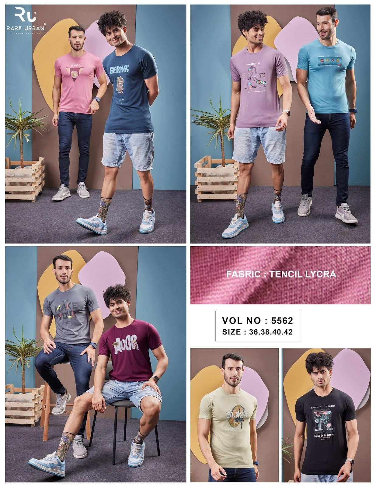 5562 Rare Urban Tencil Lycra Mens Tshirts Manufacturer India