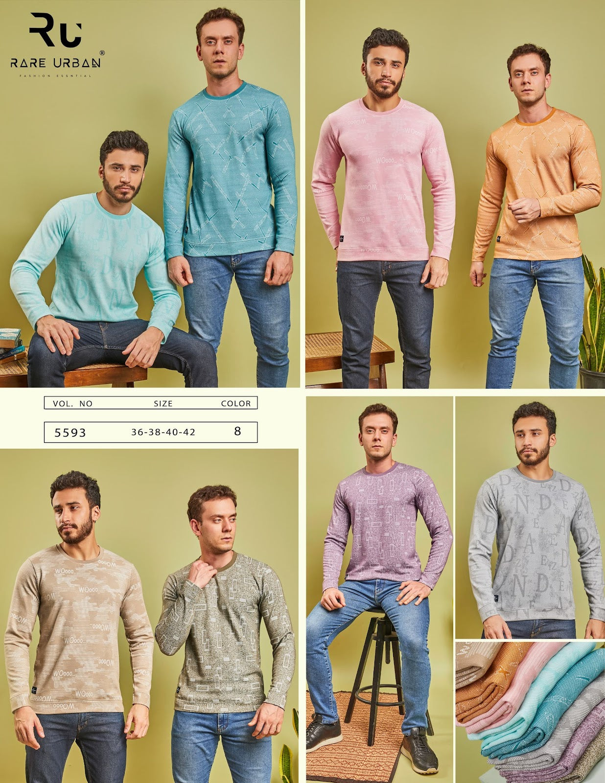 5593 Rare Urban Jacquard Knit Mens Tshirts Exporter