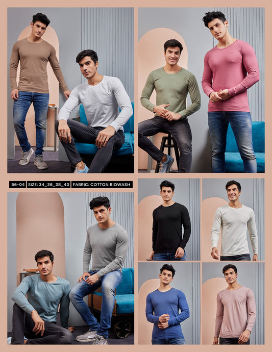 56-04 Zaara Cotton Biowashed Mens Tshirts Wholesale Price
