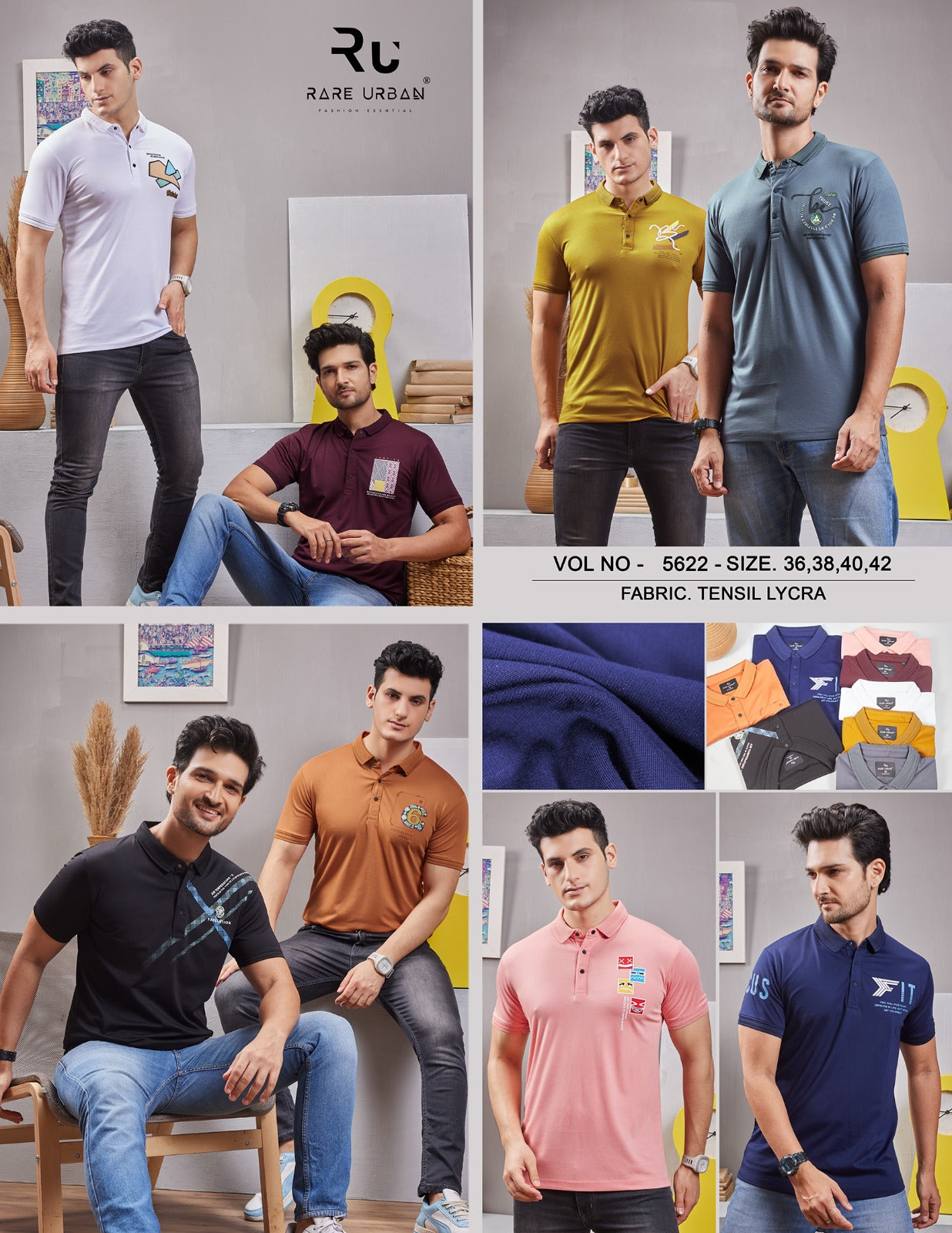 5622 Rare Urban Tencil Lycra Mens Tshirts Manufacturer Gujarat