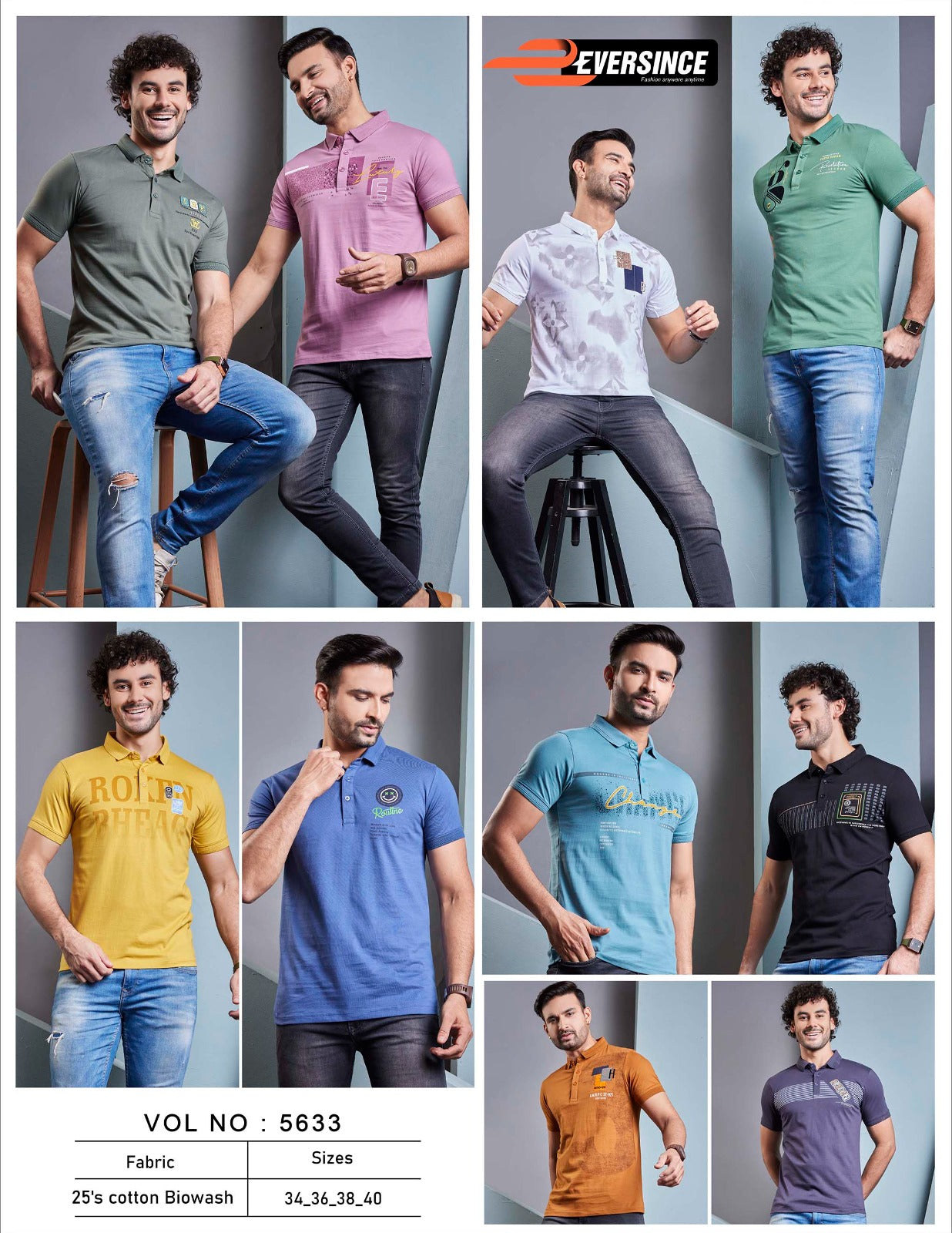 5633 Eversince Cotton Biowashed Mens Tshirts Exporter