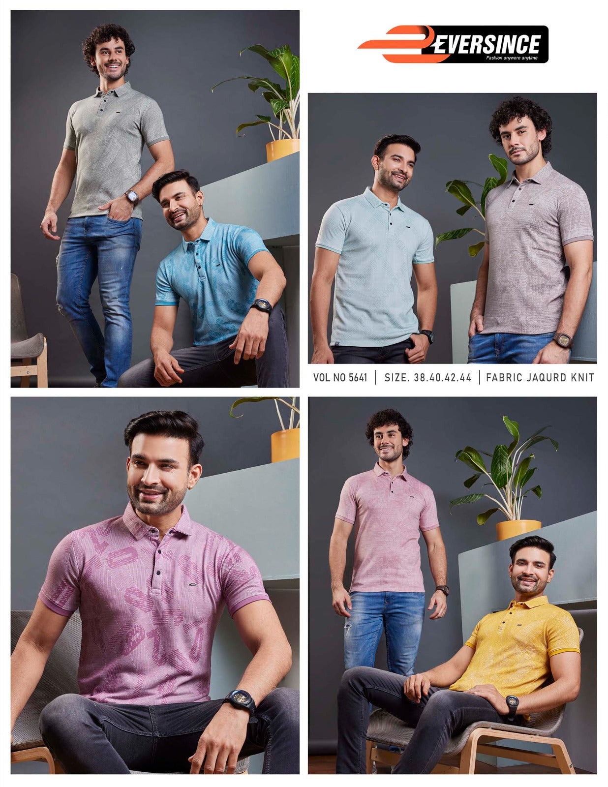 5641 Eversince Jacquard Knit Mens Tshirts Exporter
