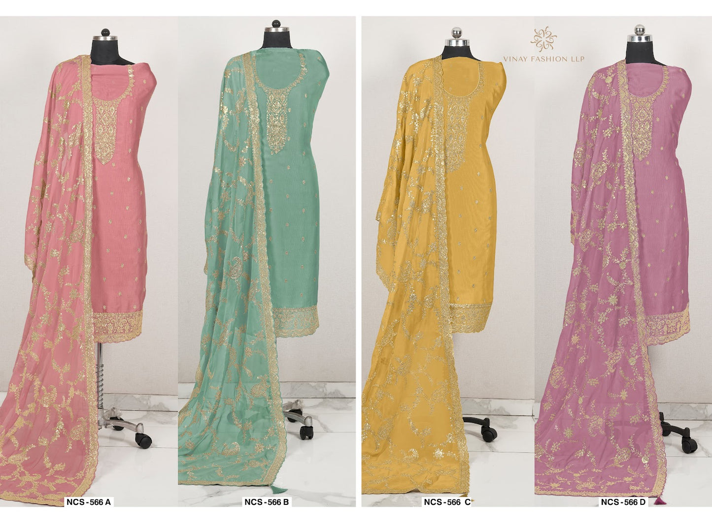 566 Vinay Fashion Llp Platinum Satin Salwar Suits Manufacturer