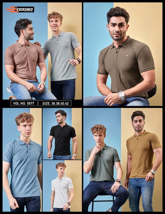 5677 Eversince Jacquard Knit Mens Tshirts Exporter India