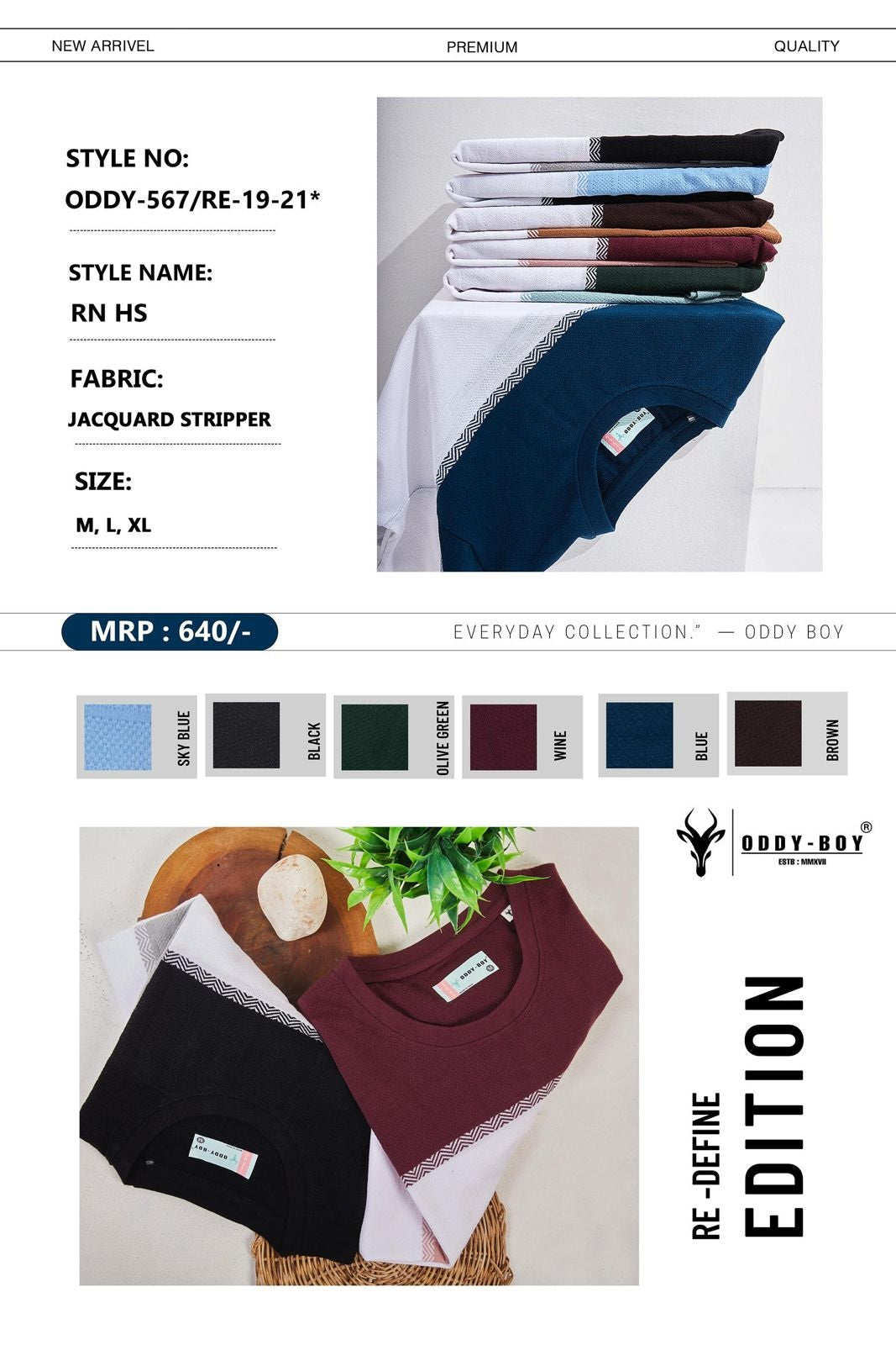 567 Re-19-21 Oddy Boy Jacquard Mens Tshirts Supplier Gujarat