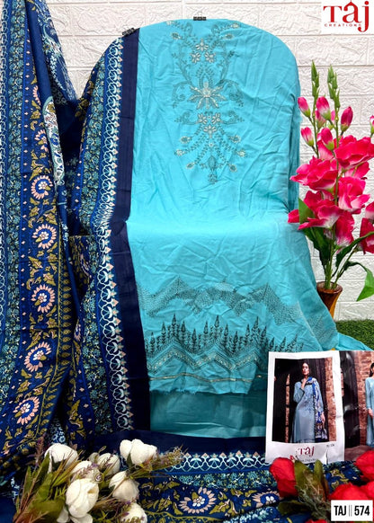 572-574 Taj Creations Rayon Pakistani Salwar Suits Exporter Ahmedabad