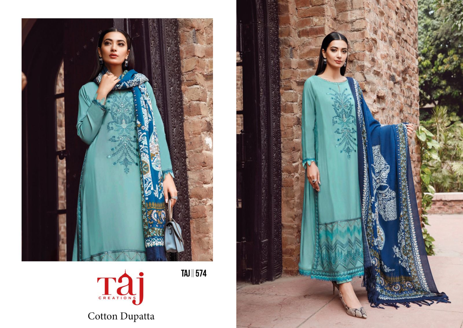 572-574 Taj Creations Rayon Pakistani Salwar Suits Exporter Ahmedabad