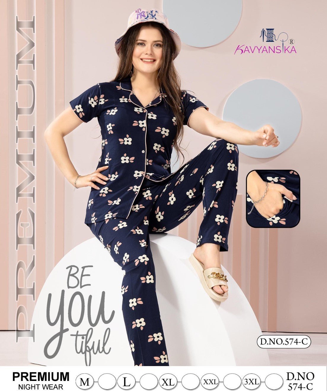 574 Kavyansika Hosiery Cotton Collar Night Suits Wholesale Price