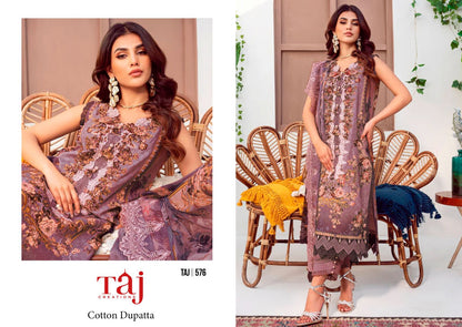575-576 Taj Creations Pure Cotton Karachi Salwar Suits Wholesaler Gujarat
