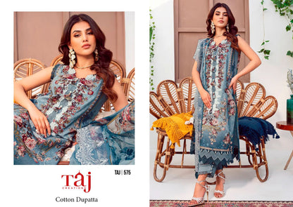 575-576 Taj Creations Pure Cotton Karachi Salwar Suits Wholesaler Gujarat