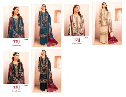 577-579 Taj Creations Pure Cotton Pakistani Salwar Suits Exporter Gujarat