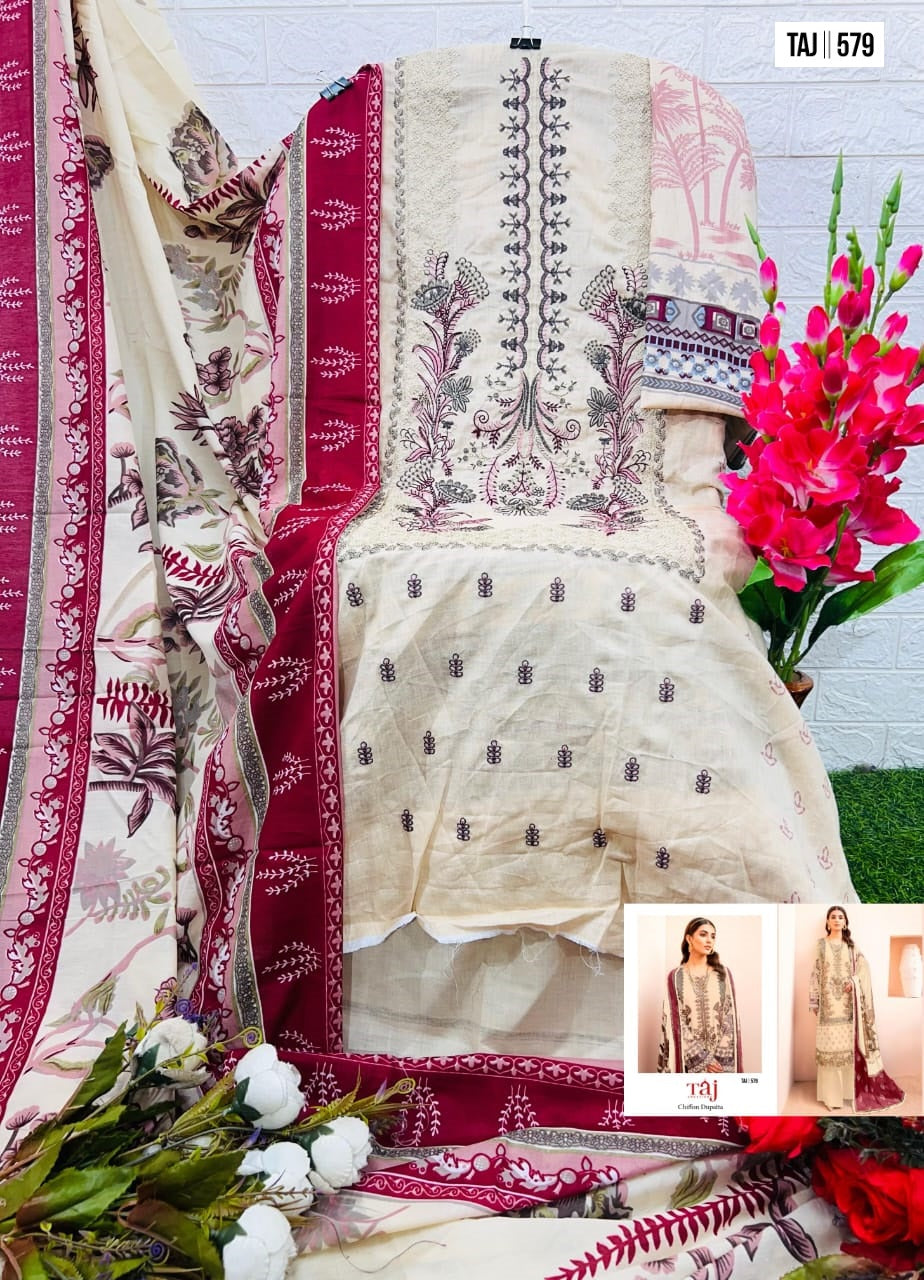 577-579 Taj Creations Pure Cotton Pakistani Salwar Suits Exporter Gujarat