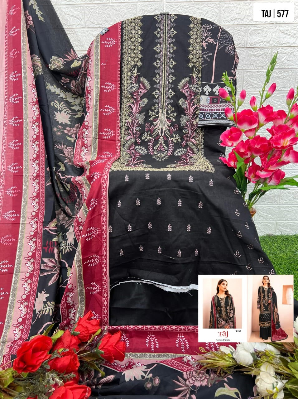577-579 Taj Creations Pure Cotton Pakistani Salwar Suits Exporter Gujarat