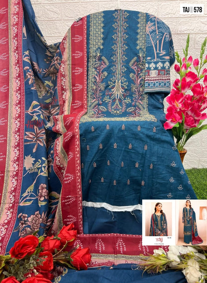 577-579 Taj Creations Pure Cotton Pakistani Salwar Suits Exporter Gujarat