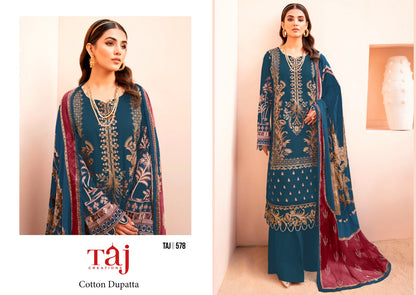 577-579 Taj Creations Pure Cotton Pakistani Salwar Suits Exporter Gujarat