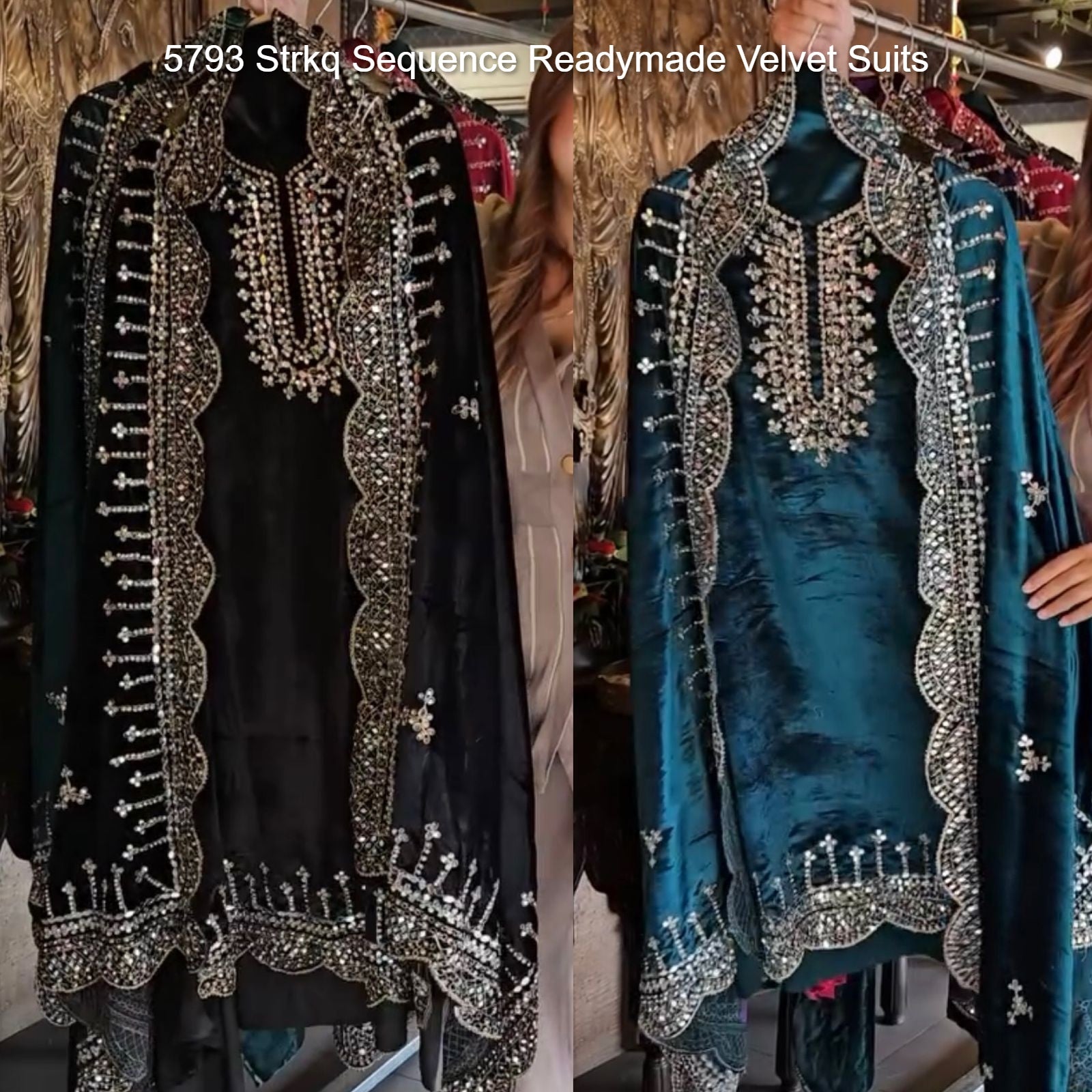 5793 Strkq Viscose Readymade Velvet Suits Exporter India