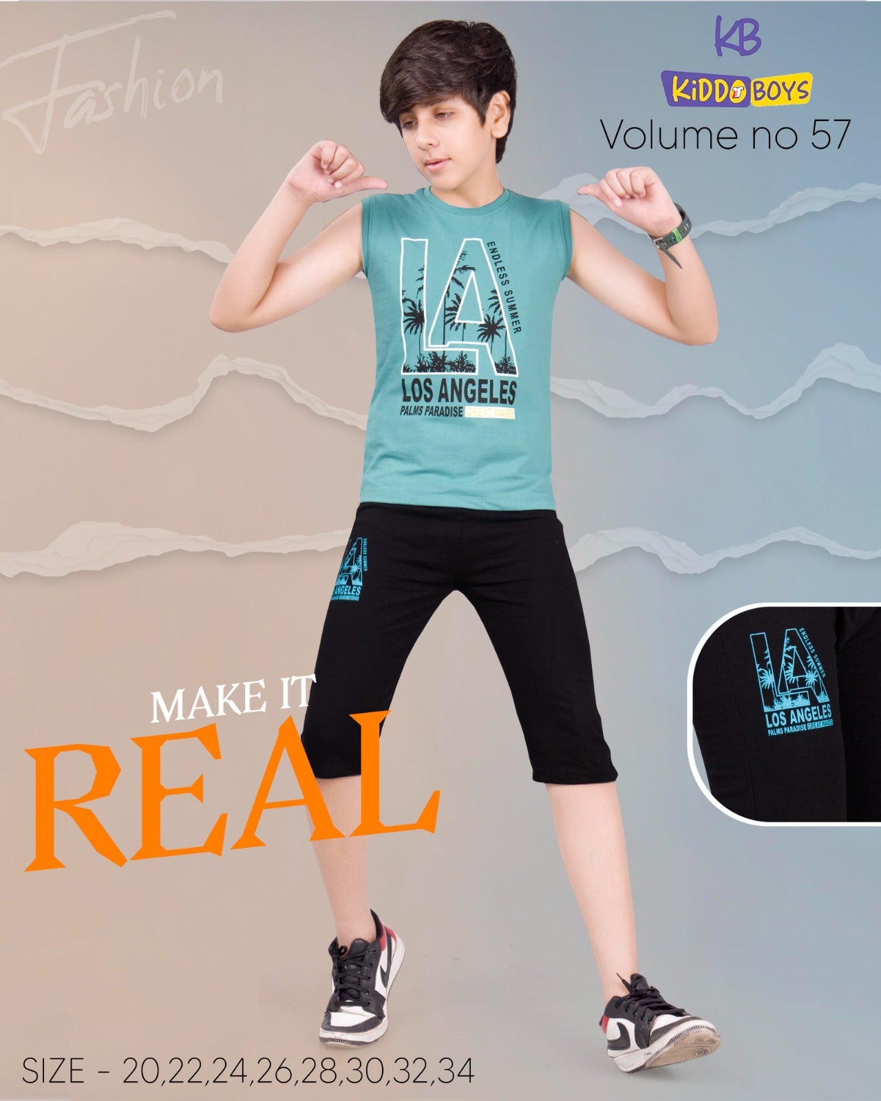 57 Kiddo Cotton Biowashed Boys Capri Night Suit Kavya Style Plus