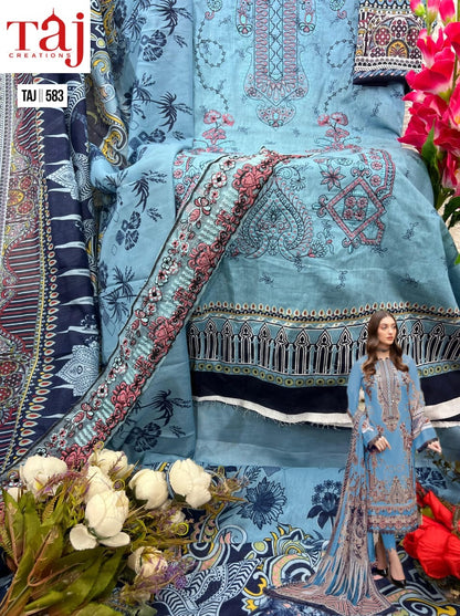 582-583 Taj Creations Pure Cotton Pakistani Salwar Suits Wholesale Price