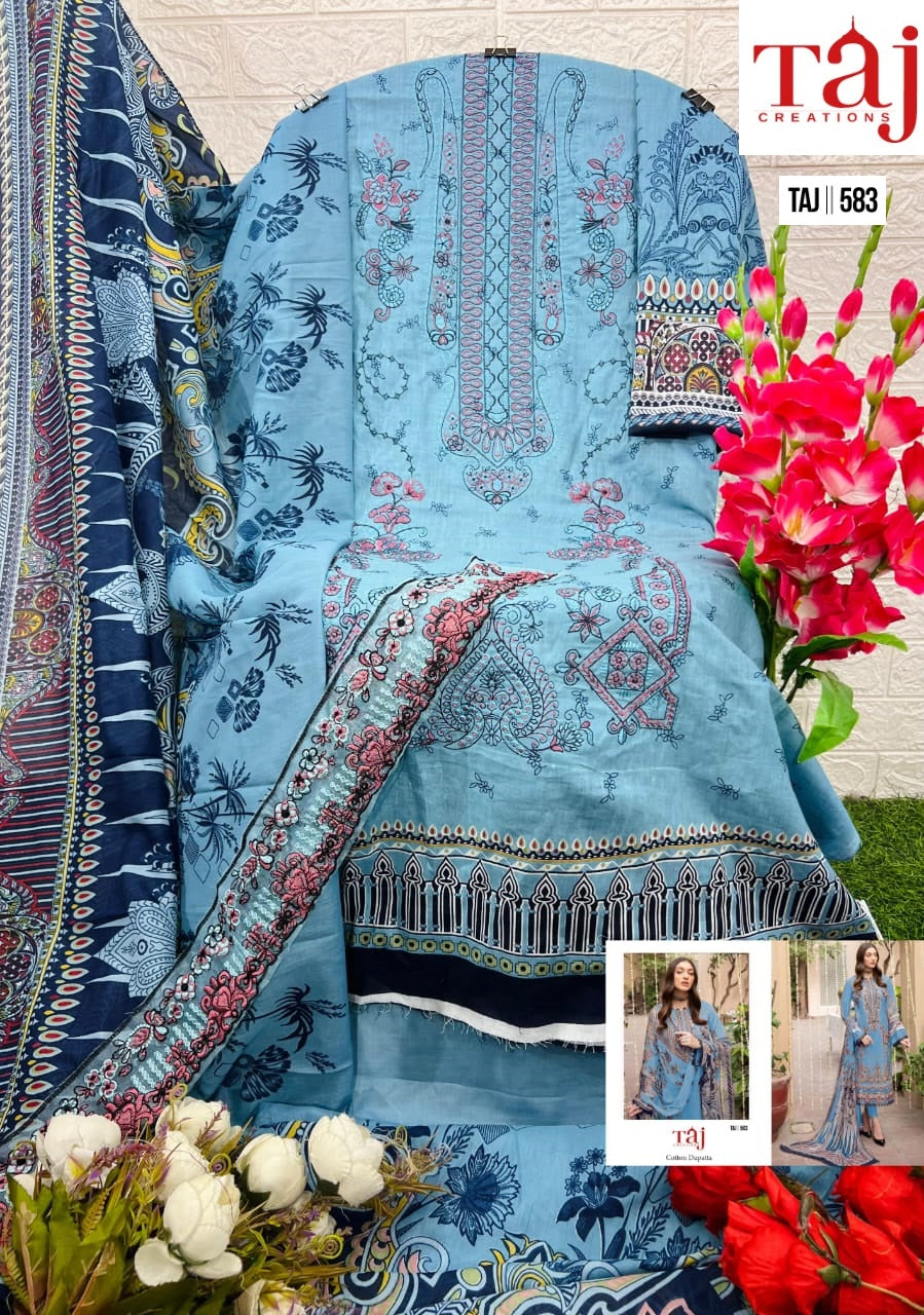 582-583 Taj Creations Pure Cotton Pakistani Salwar Suits Wholesale Price
