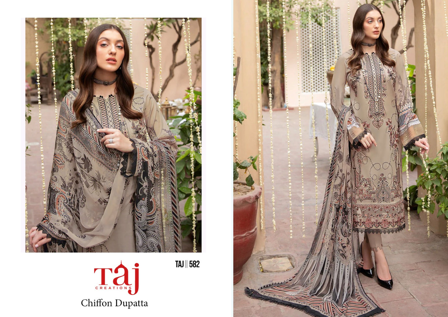 582-583 Taj Creations Pure Cotton Pakistani Salwar Suits Wholesale Price