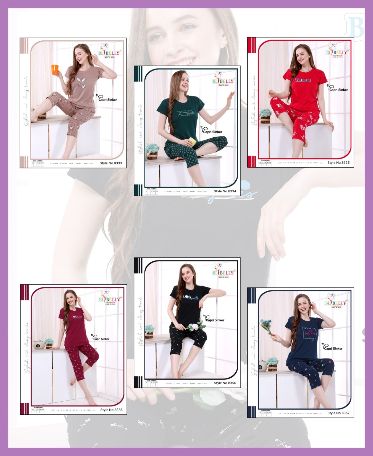 582 Belly Sinker Capri Night Suits Exporter India