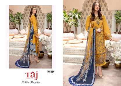 584-585 Taj Creations Cotton Pakistani Salwar Suits Wholesaler India
