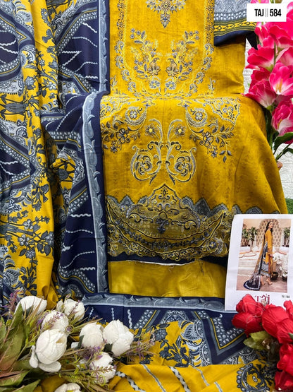584-585 Taj Creations Cotton Pakistani Salwar Suits Wholesaler India
