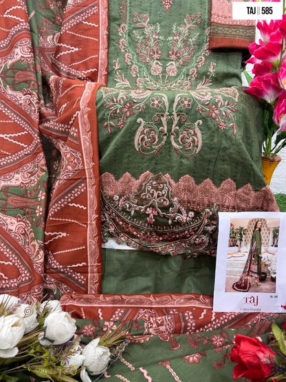 584-585 Taj Creations Cotton Pakistani Salwar Suits Wholesaler India