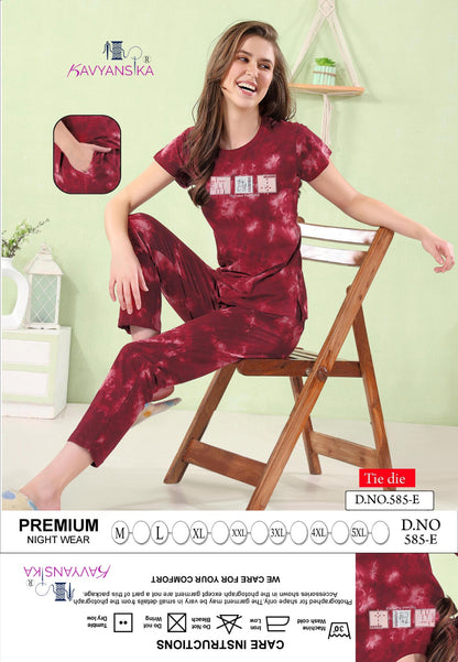 585 Kavyansika Hosiery Cotton Pyjama Night Suits Supplier Gujarat