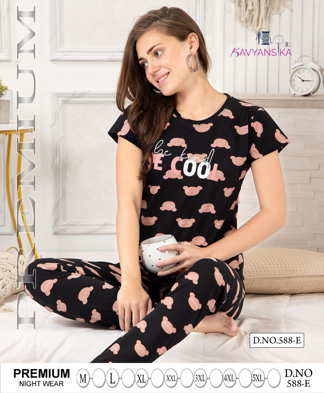 588 Kavyansika Hosiery Cotton Pyjama Night Suits Supplier India