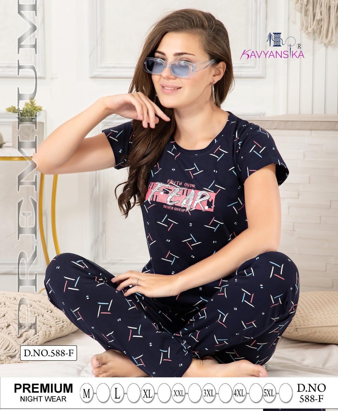 588 Kavyansika Hosiery Cotton Pyjama Night Suits Supplier India