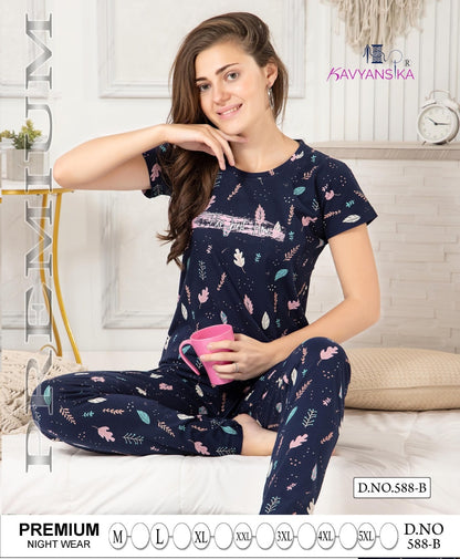 588 Kavyansika Hosiery Cotton Pyjama Night Suits Supplier India