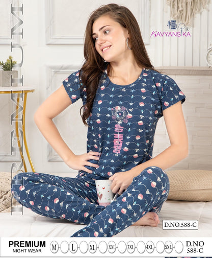 588 Kavyansika Hosiery Cotton Pyjama Night Suits Supplier India
