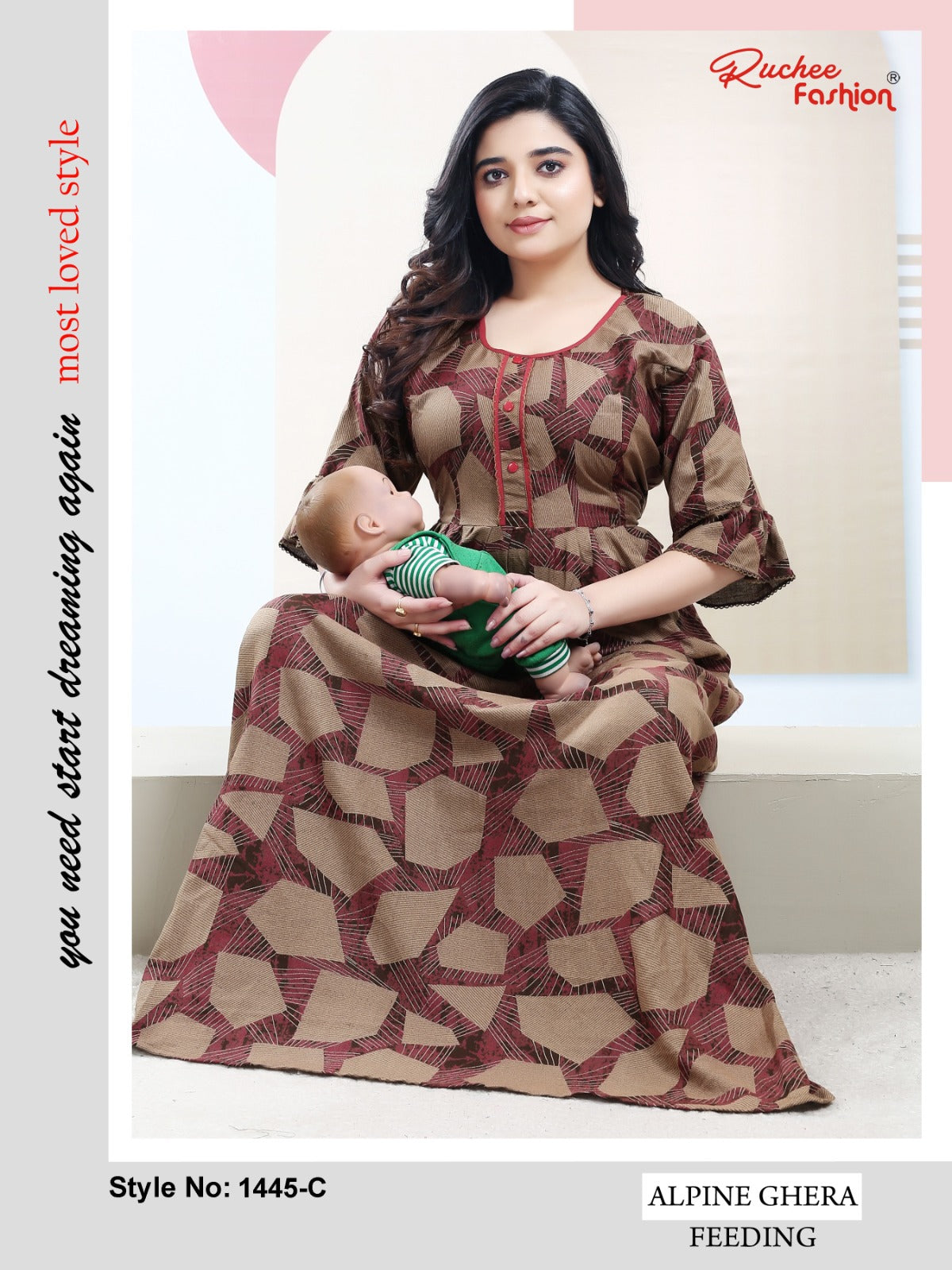 58 Length Alpine Ruchee Fashion Feeding Night Gown Wholesaler Gujarat