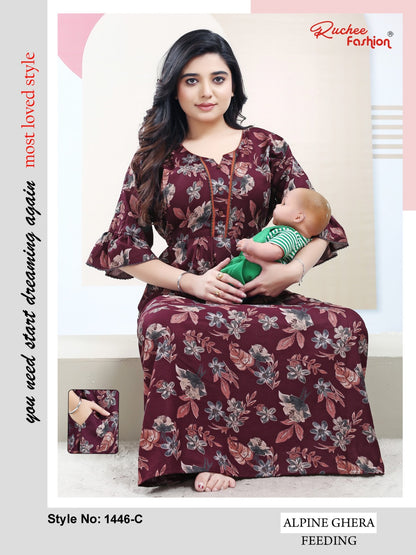 58 Length Alpine Ruchee Fashion Feeding Night Gown Wholesaler Gujarat