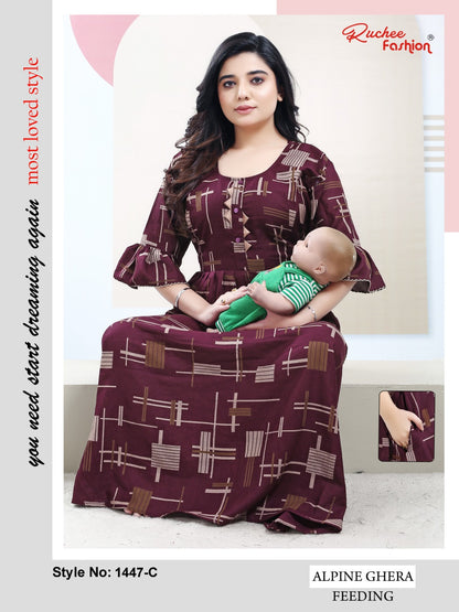 58 Length Alpine Ruchee Fashion Feeding Night Gown Wholesaler Gujarat