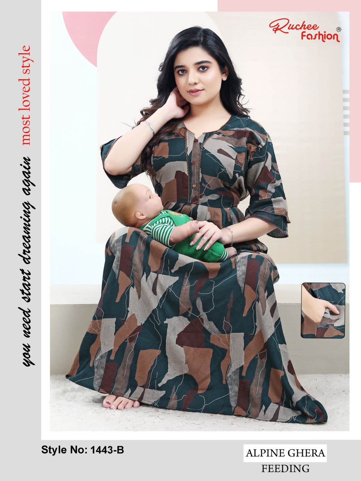 58 Length Alpine Ruchee Fashion Feeding Night Gown Wholesaler Gujarat