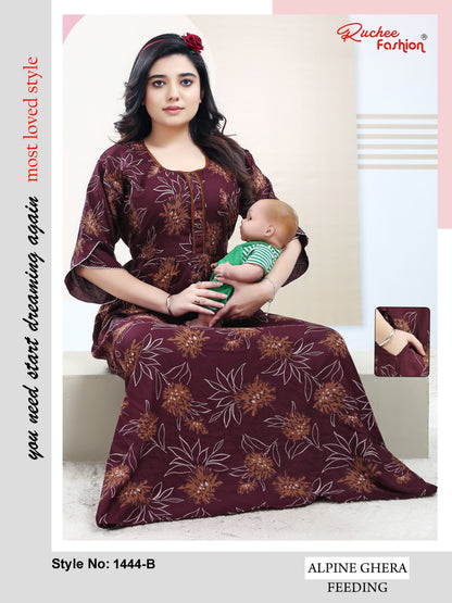 58 Length Alpine Ruchee Fashion Feeding Night Gown Wholesaler Gujarat