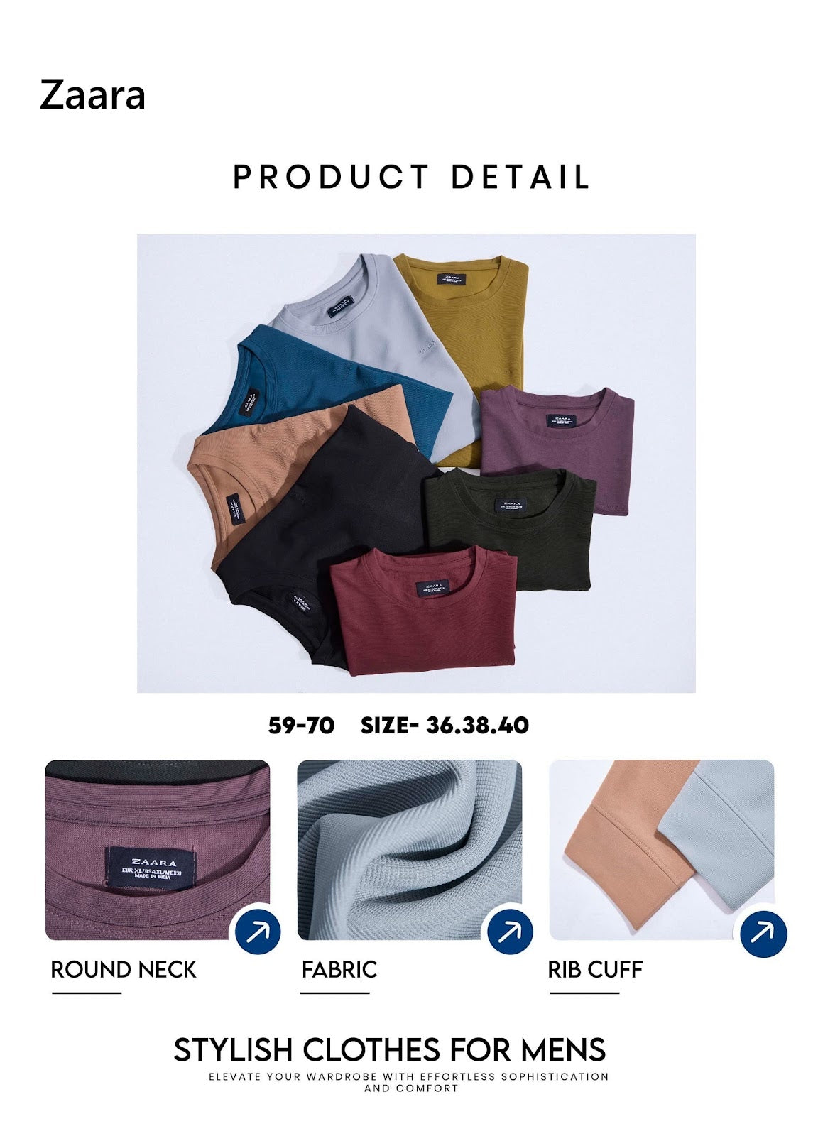 59-70 Zaara Knit Mens Tshirts Supplier Gujarat