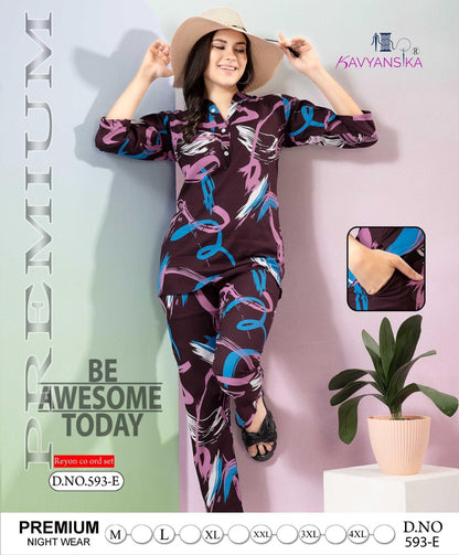 593 Kavyansika Heavy Reyon Co Ord Set Supplier