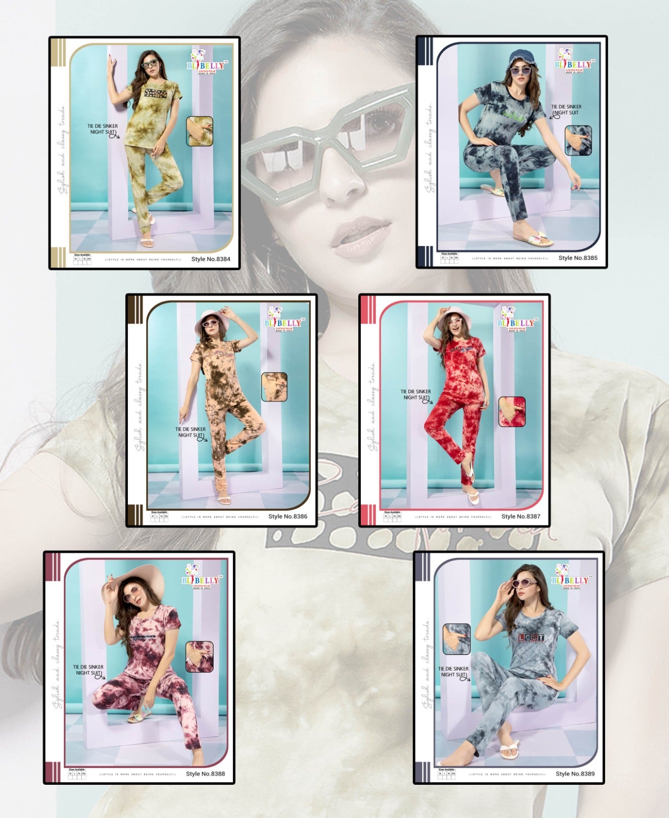 594 Belly Tie Dye Pyjama Night Suits Supplier Ahmedabad